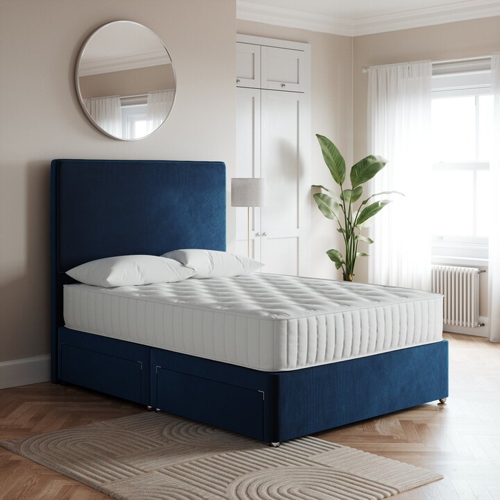 Dunelm Luxury Velvet Divan Base Navy Blue ShopStyle Beds & Headboards