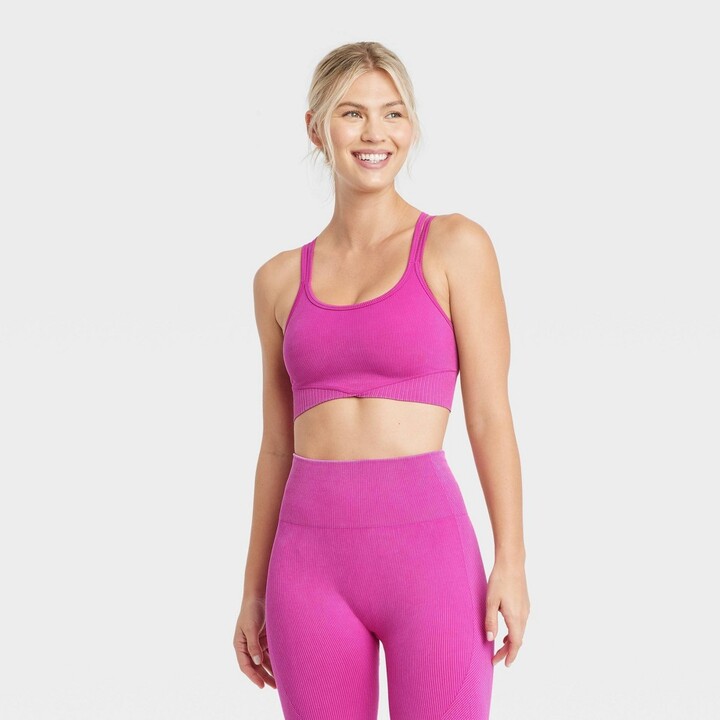Women's Medium Support Seamless Zip-front Sports Bra - All In Motion™  Heathered Black S : Target
