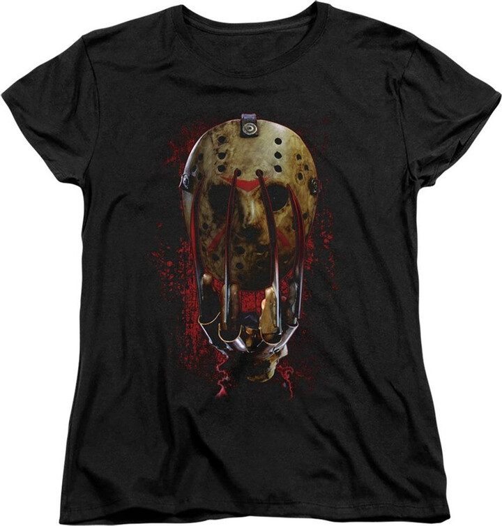 Gildan Freddy Vs Jason Mask And Claws Short Sleeve Women´s Tee / T-Shirt