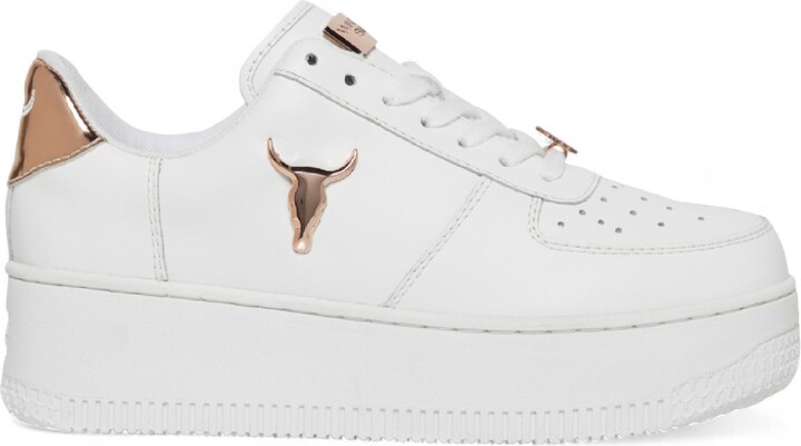 Windsor Smith Rich - Women's White Low Top Leather Sneakers