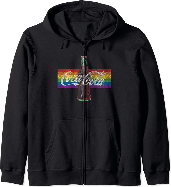 Coca Cola Coca-Cola Pride Rainbow Big Chest Distressed Classic Logo Zip Hoodie