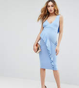 Thumbnail for your product : ASOS Maternity Waterfall Ruffle Back Midi Bodycon Dress