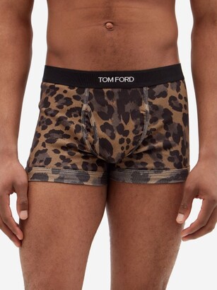 Tom Ford Leopard-print Cotton-blend Jersey Boxer Briefs - Beige Multi