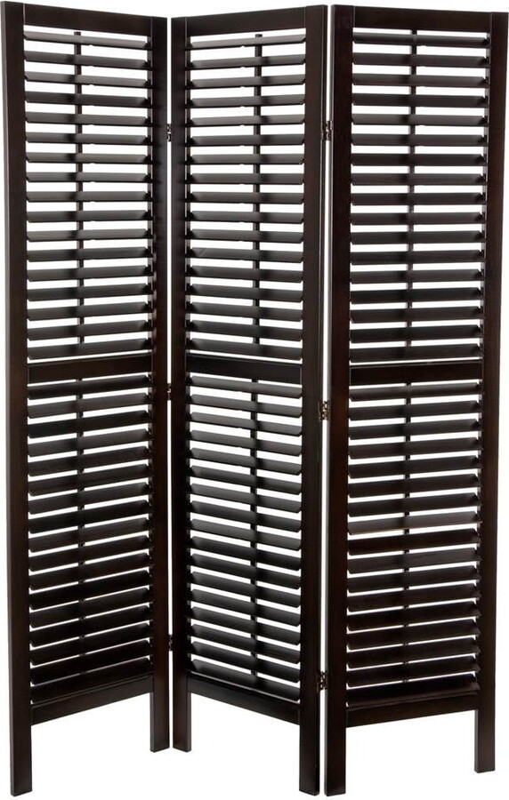 Red Lantern Oriental Furniture 6 Ft Tall Woven Fiber Room Divider, Walnut color, 3 panel