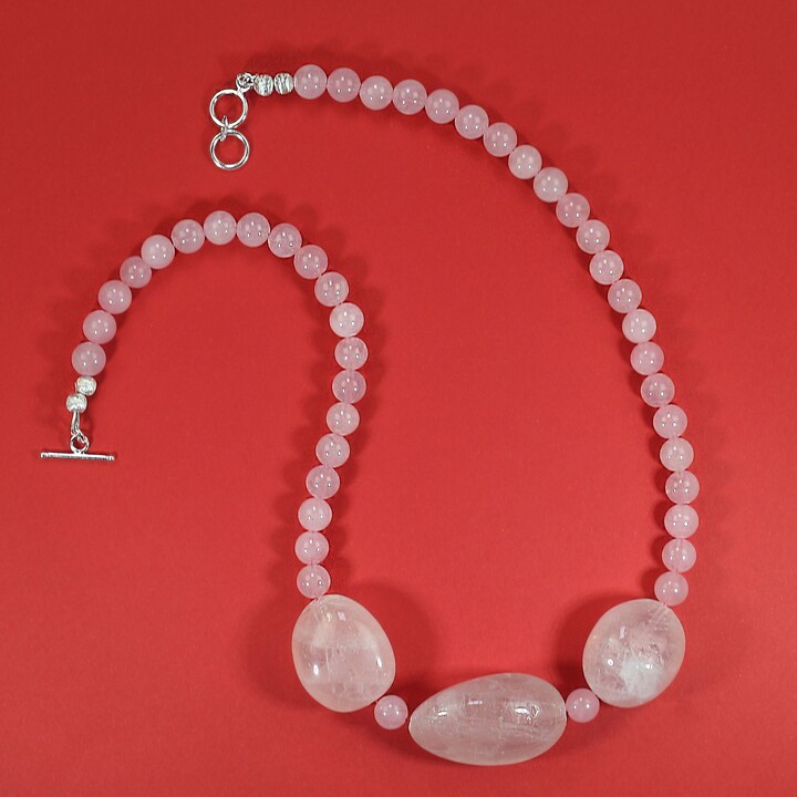 Aria Jewelry Design Ajd 20 Inch Rose Quartz Necklace Featuring Three Gorgeous Large Freeform Gems