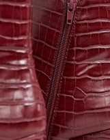 Thumbnail for your product : New Look pointed block heeled boots in dark red croc