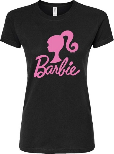 Mattel Women'sMattelLogoPinkGlitterFittedGraphicT-Shirt-Black-X-Large