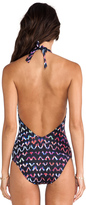 Thumbnail for your product : BCBGMAXAZRIA Tie Dye Wave Deep Plunge One Piece