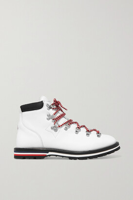 Moncler Blanche Shearling-lined Leather Ankle Boots - White