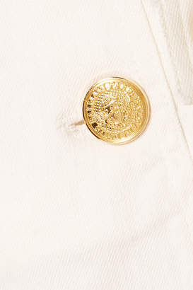 Balmain Button-embellished Denim Shorts - White