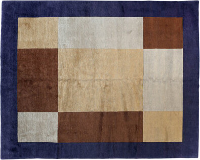 Aga John Oriental Rugs One-of-a-Kind Tibetan Hand-Knotted Brown/Maize/Sand 8' x 10' Wool Area Rug