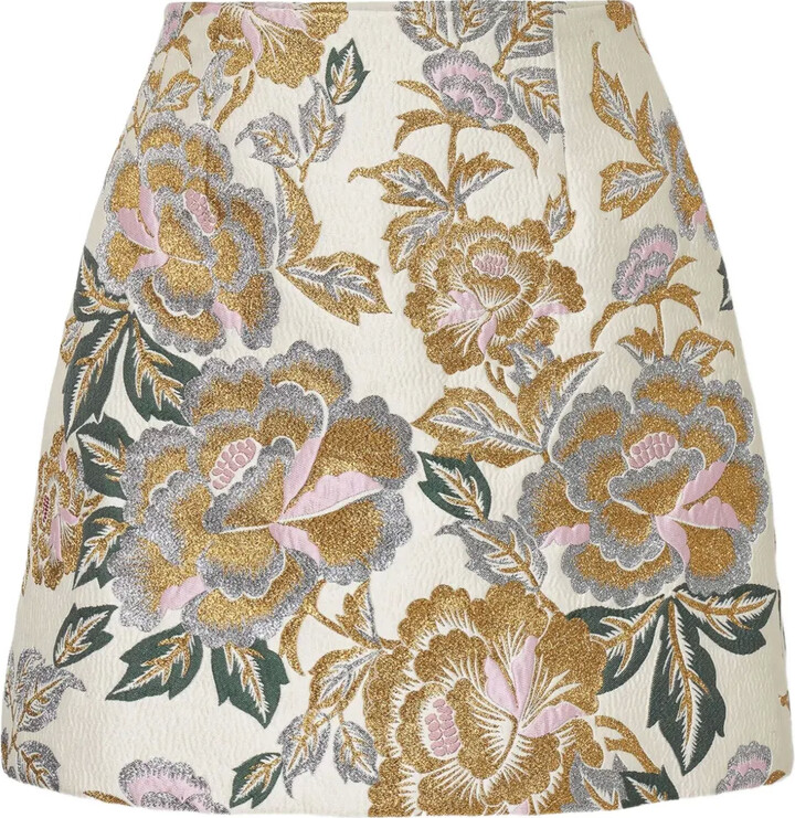 Carolina Herrera Floral-Jacquard Mini Skirt