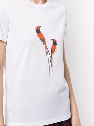Shanghai Tang embroidered bird print cotton T-shirt