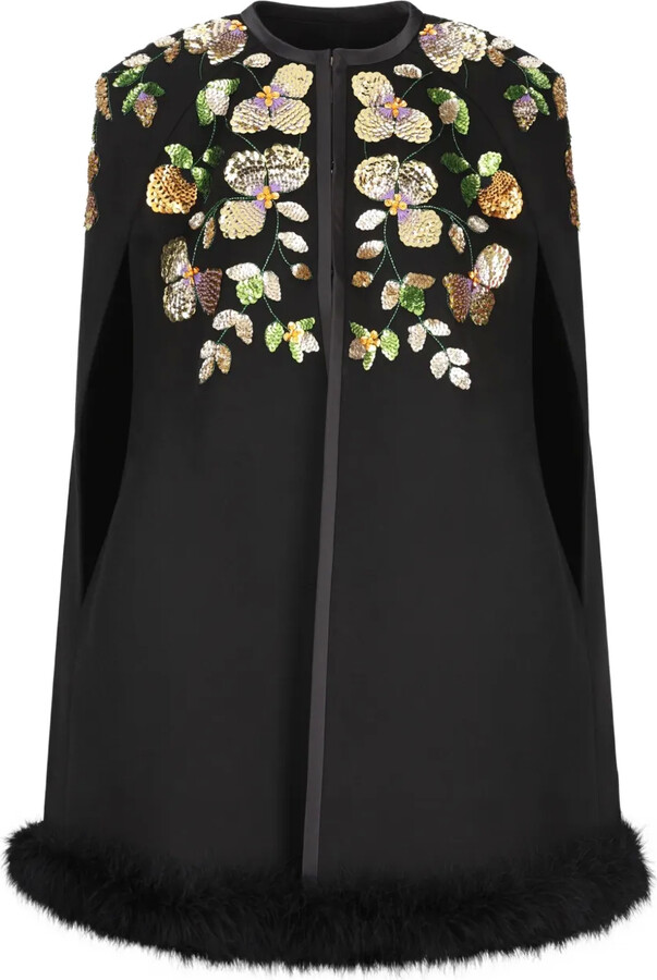 Valentino Garavani Floral-Embellished Cape