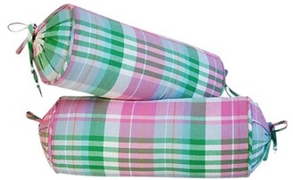 Mike Seratt of The Prized Pig Pink & Green Plaid Bolster Pillows - Pr