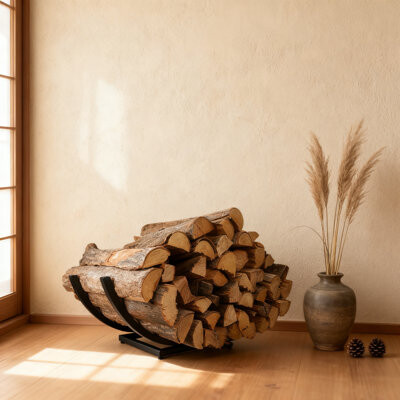 17 Stories Curved Firewood Rack 30 Inch Heavy Duty Log Holder For Indoor And Outdoor Use With Weather-Resistant Steel Construction