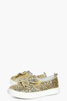 Thumbnail for your product : boohoo Girls Bunny Ears Gliiter Skater Shoe