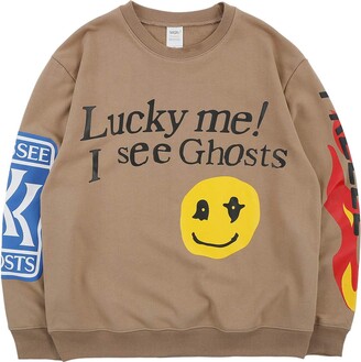 NAGRI Men's Graphic Sweatshirt Lucky me I See Ghosts Graphic Sweater Khaki  - ShopStyle Crewneck Knitwear
