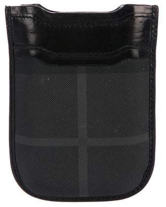 Burberry Beat Check Leather-Trim Phone Case