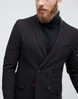 Thumbnail for your product : ASOS Design Skinny Double Breasted Texture Blazer In Brown Wool Mix