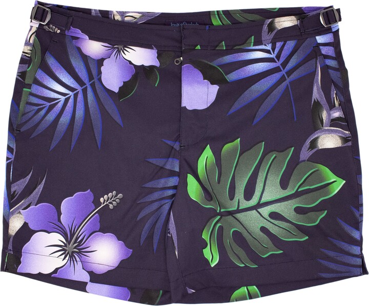 Lords of Harlech Blue Pool Tropical Explosion Swim Short - Navy