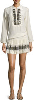 Thumbnail for your product : Figue Flamma Embroidered Silk Tunic, Ivory