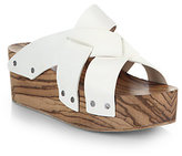 Thumbnail for your product : Proenza Schouler Crisscross Leather & Wooden Platform Slides