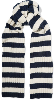 J.Crew Striped Ribbed Cashmere Scarf - Storm blue