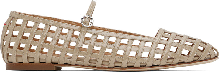 AEYDĒ Beige Uma Caged Mary-Jane Ballerina Flats