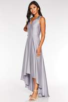 Thumbnail for your product : Quiz Grey Satin Embellished Dip Hem Dress