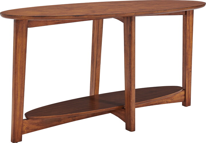 Alaterre Monterey 60"L Console/Media Mid-Century Modern Wood Table, Warm Chestnut