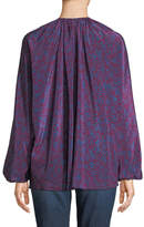 Thumbnail for your product : Elizabeth and James Chance Long-Sleeve Floral Silk Tie-Neck Top