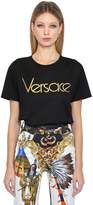 Versace T-Shirt En Jersey De Coton Avec Logo Métallisé