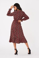 Thumbnail for your product : Outrageous Fortune Harmony Red Ditsy Floral-Print Frill Midi Dress