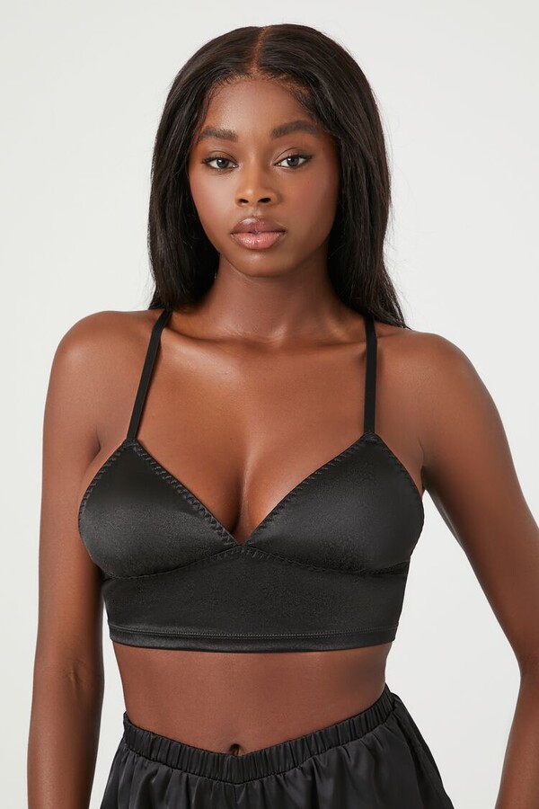 Taupe Ruched Front Satin Bralette