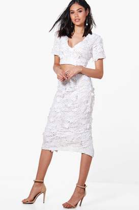 boohoo Floral Applique Midi Skirt Co-Ord