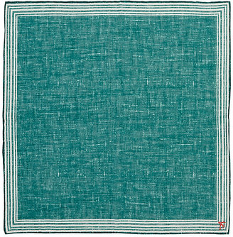 Isaia Men's Striped-Border Cotton-Linen Pocket Square