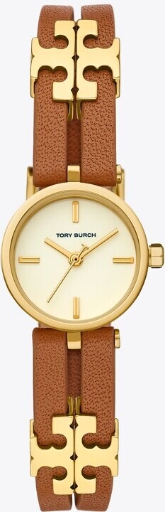 Tory Burch Kira Watch, Luggage Leather, Gold-Tone, 22 x 28 MM - ShopStyle