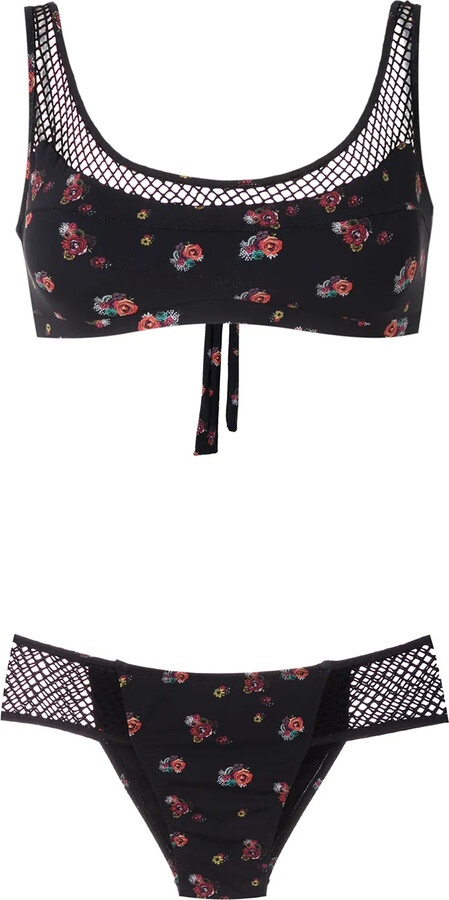 AMIR SLAMA Mesh Panels Printed Bikini Set
