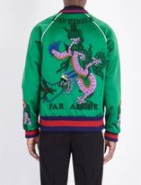 Thumbnail for your product : Gucci Dragon embroidered silk bomber jacket