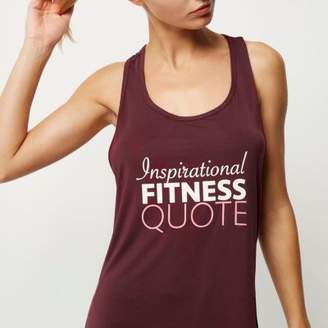 River Island Womens RI Active burgundy slogan print gym tank