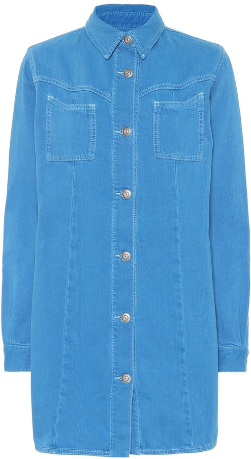 ganni denim shirt dress