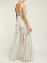 Thumbnail for your product : Maria Lucia Hohan Sage Crystal-embellished Silk Maxi Dress - Silver