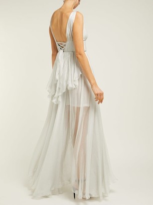 Maria Lucia Hohan Sage Crystal-embellished Silk Maxi Dress - Silver
