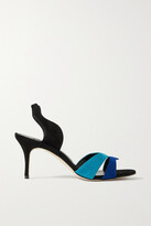 Thumbnail for your product : Manolo Blahnik Suspiroso 50 Suede Slingback Sandals - Black - IT34