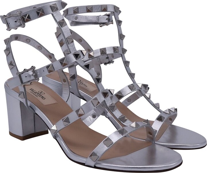 Valentino Women's Leather Rockstud Caged Sandal (Authentic Pre-Loved)