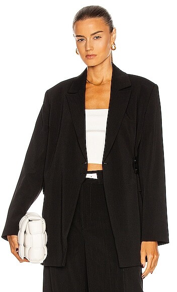 Ganni Melange Suiting Blazer in Black - ShopStyle