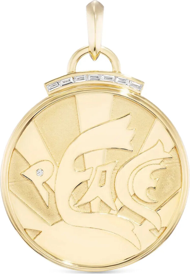 Sorellina 18K yellow gold Peace Coin diamond pendant