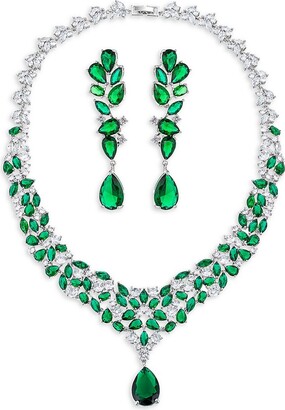Eye Candy LA Sally 2-Piece Rhodium Plated, Cubic Zirconia Necklace & Earrings