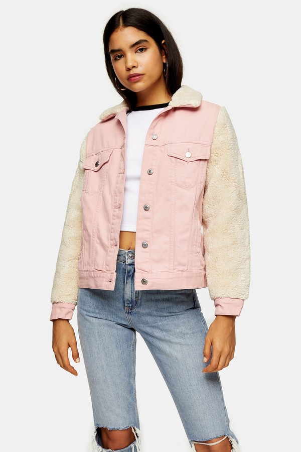 borg sleeve denim jacket